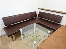 Nová jídelní rohová lavice pravá kůže 205x155 cm - 1