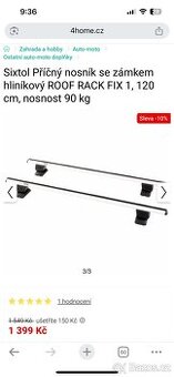 Nové hliníkové příčníky SIXTOL Roof Rack FIX 1 – 120 cm, zam