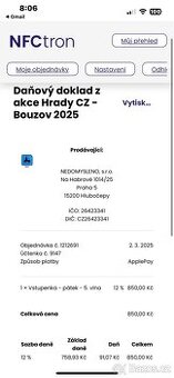 Listek na patecni den na Bouzove