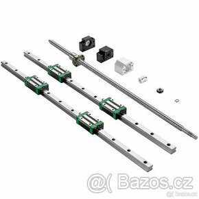 Sada 2 kolejnic, 4 vozíky HGR-20, kuličkový šroub - nové