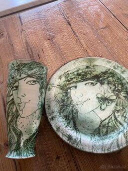 Keramická váza talíř