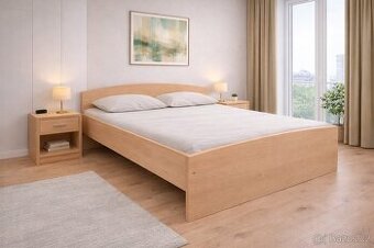 Manželská postel 180x200 včetně roštu. Buk