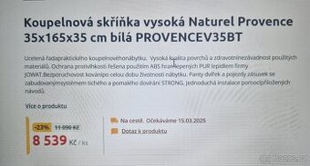 koupelnová skříň - puvodně 8.539.- a nyní 2500 á 1 ks
