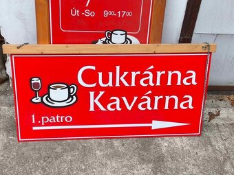 Reklamni cedule cukrarna, poutac, zavesna cedule