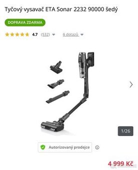 Tyčový vysavač ETA Sonar 2232 90000 šedý