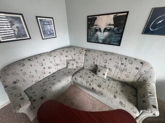 Rohová sedací souprava + křeslo a taburet