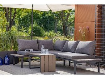 Luxusní rohová zahradní souprava s Polywood stolem LOUNGE SE