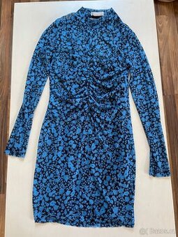 Modré sítovinoˇvé šaty s podšívkou, vel M, Primark