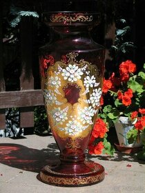 Obří váza 790 mm , růžový křišťál, vysoký smalt
