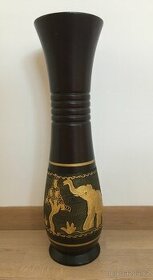 Dekorativní dřevěná váza z Thajska - výška 35 cm