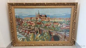 Ručně vyšívaný obraz Praha - Hradčany