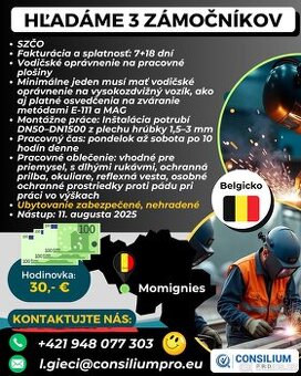Hľadáme troch zámočníkov na prácu v Belgicku.