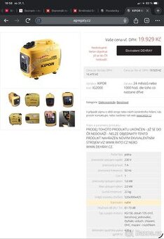 Elektrocentrála Kipor 2000