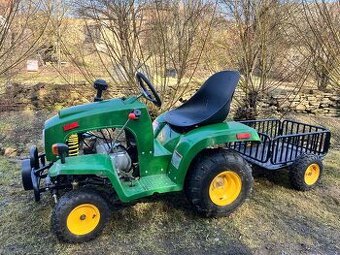 Dětský čtyřtaktní zahradní traktor s přívěsem 110ccm zelený