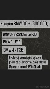Koupím BMW řadu 2, 3 nebo 4 v M-Paketu a nejlépe v benzínu