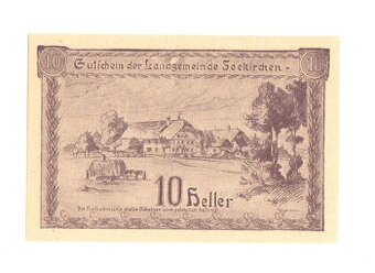 Nouzová bankovka 10 Heller z Seekirchen, 1920