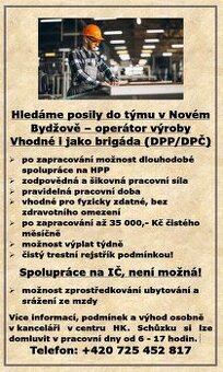 Práce - brigáda - výroba v Novém Bydžově