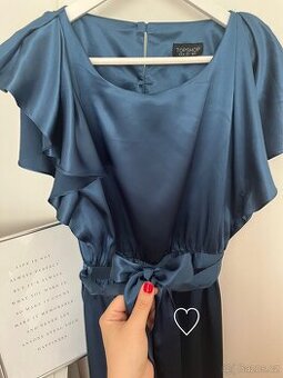 Petrolejové saténové šaty Topshop vel. XS
