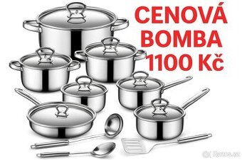 Nádobí nerez velká sada 15dilu na indukci atd