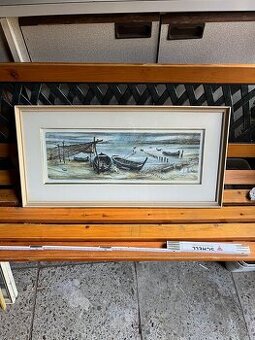 J. M. Sládek – Barky u sítí (originální litografie)