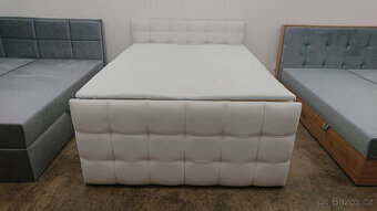 Nová bílá boxspring postel BRUGO -Z KING 160x200 cm