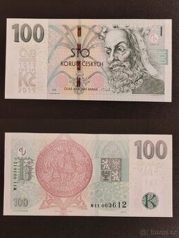100 Kč s přítiskem - série M11. No. II
