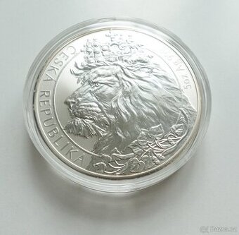 stříbrná mince - Český lev 2021 - 5oz reverse proof