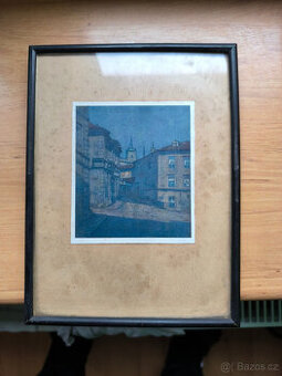 Starý obrázek Praha,rok 1920-1939,Pražská ulička,Malá Strana