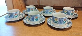 Keramické šálky s podšálky káva/čaj 6 ks - 200 ml