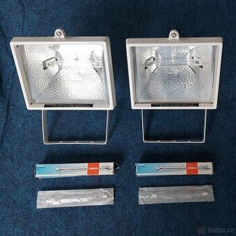 2ks kovový halogenový reflektor 500W + náhradní výbojky