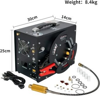 PCP kompresor 300 bar s autostop, 12V i 230V