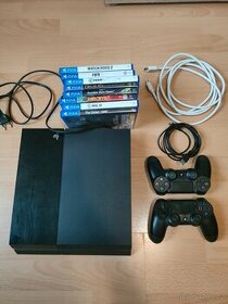 PS4 500gb, 2x ovladač, příslušenství, hry