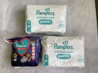 Nové plenky Pampers premium care 4 pants (9-15kg) přebytky