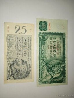 BANKOVKY 100+25 KČS 1961, VZÁCNÉ SÉRIE, PĚKNÉ STAVY