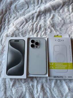 IPhone 15 pro, White Titanium, 256 GB, 100% kondice baterie