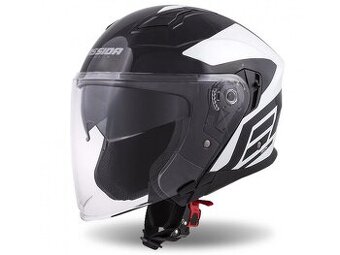 PŘILBA JET TECH CORSO, CASSIDA (ČERNÁ/BÍLÁ) - M