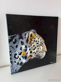 Obraz olejomalba na plátně leopard, 40x40 cm