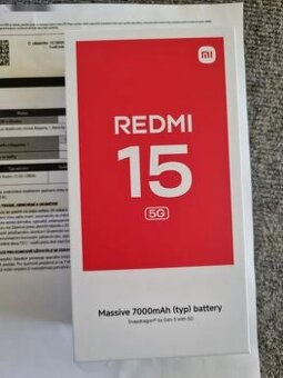 Xiaomi Redmi 15 5G, 4GB RAM 128GB, nový, nerozb.