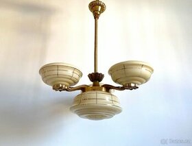 Starožitný tříramenný mosazný lustr, 1 republika