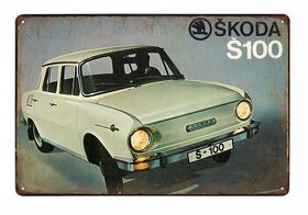 plechová cedule - automobil Škoda 100 (dobová reklama) - 1
