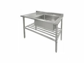 Nerezový dřez 120 cm s odkládacím prostorem - 1