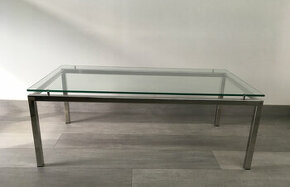 Konferenční nerezový skleněný stůl