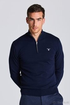 GANT  NAVY VLNĚNÝ SLIM PÁNSKÝ SVETR L(L-XL)
