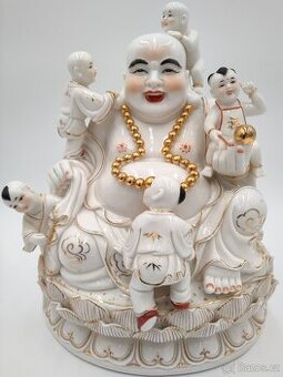 Socha smějícího se Buddhy Maitreya Dehua - 5 dětí Maitreya