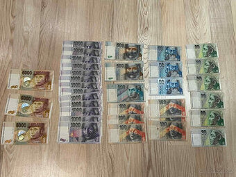 Slovenské bankovky (5000, 1000, 500, 200, 100, 50, 20 )