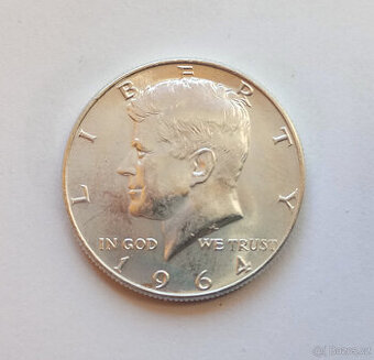 Americký stříbrný půldolar – Kennedy 1964 – ryzost 900/1000