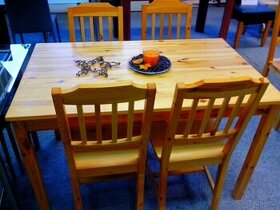 Jídelní set stůl se židlemi přírodní lakovaná
