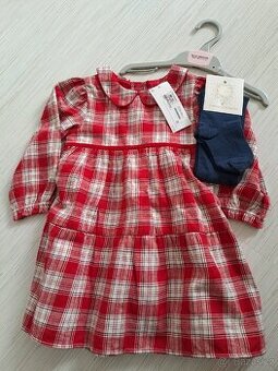 Vánoční šaty a punčochy M&S,  vel. 18 - 24 měsíců