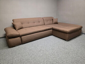 Nová rozkládací rohová sedačka LUSSY hnědá