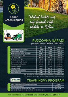 Pronájem strojů na regeneraci trávníků (aerifikátor,...)